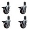 Service Caster 4'' Maroon Poly Swivel 1-5/8'' Expanding Stem Caster Set with Brake, 4PK SCC-EX20S414-PPUB-MRN-PLB-158-4 - alternate 1